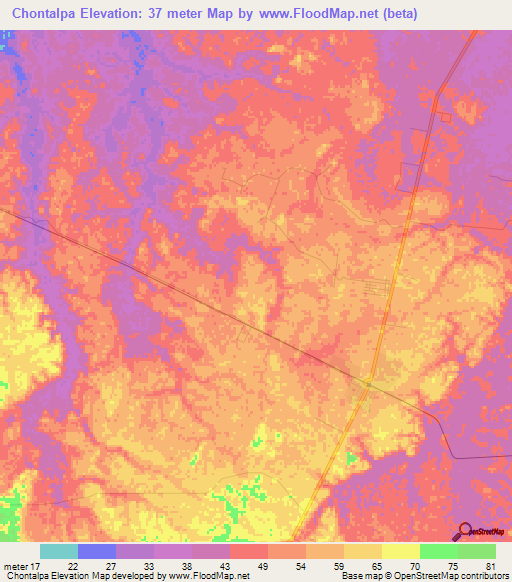 Chontalpa,Mexico Elevation Map