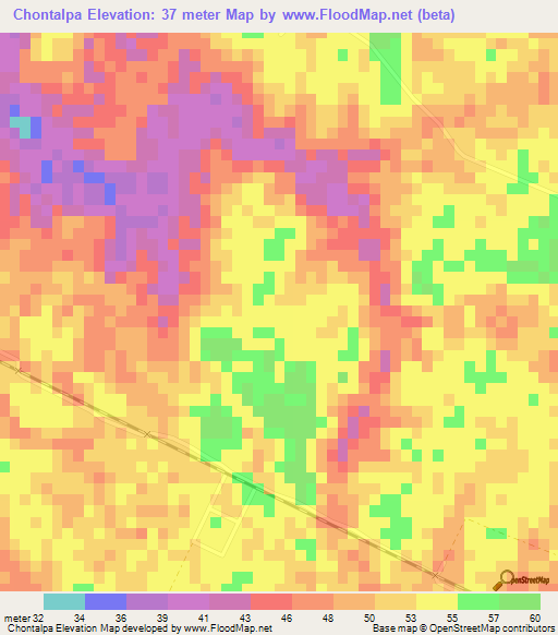 Chontalpa,Mexico Elevation Map