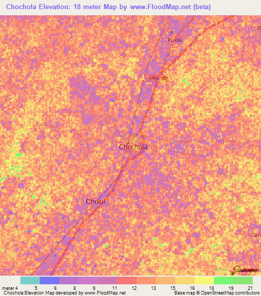 Chochola,Mexico Elevation Map