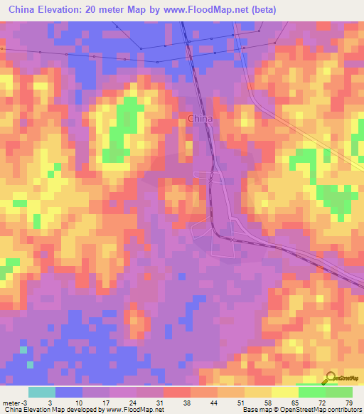 China,Mexico Elevation Map