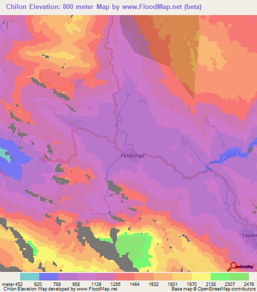 Chilon,Mexico Elevation Map