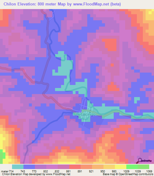 Chilon,Mexico Elevation Map