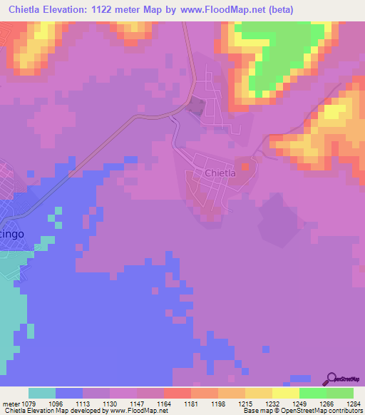 Chietla,Mexico Elevation Map