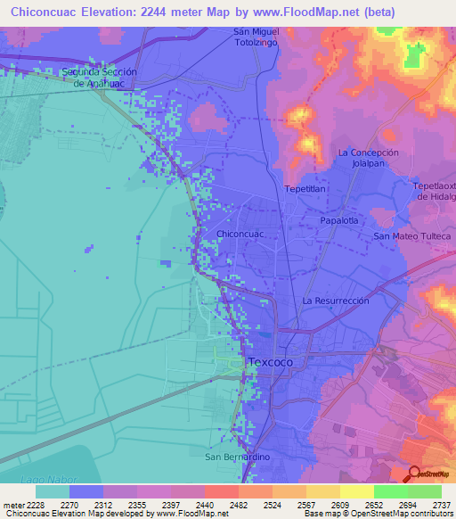 Chiconcuac,Mexico Elevation Map