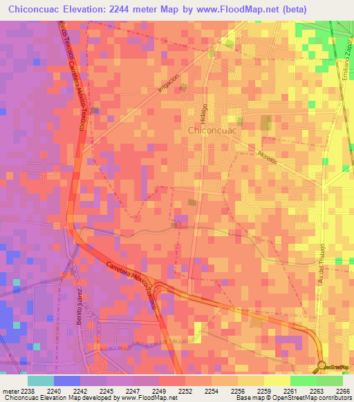 Chiconcuac,Mexico Elevation Map