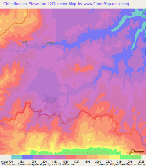 Chichihualco,Mexico Elevation Map