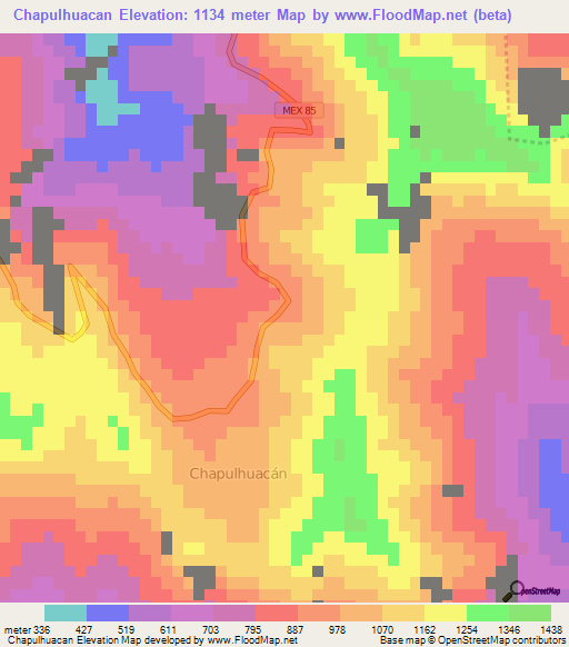 Chapulhuacan,Mexico Elevation Map