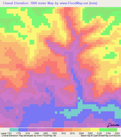 Chanal,Mexico Elevation Map