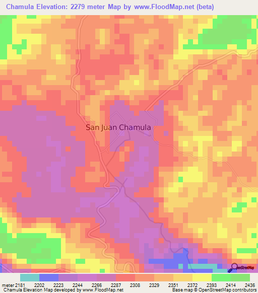 Chamula,Mexico Elevation Map