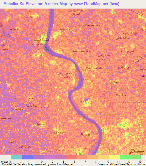 Mahallat Sa,Egypt Elevation Map