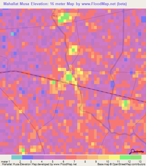 Mahallat Musa,Egypt Elevation Map