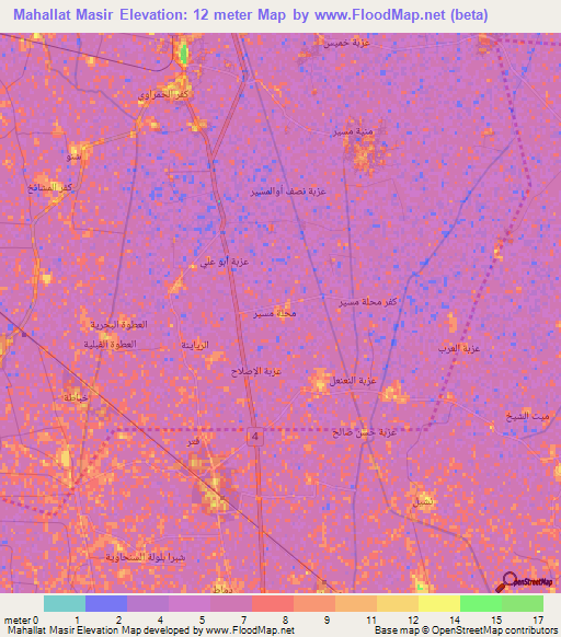 Mahallat Masir,Egypt Elevation Map