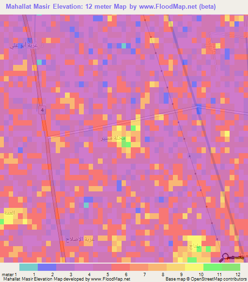 Mahallat Masir,Egypt Elevation Map