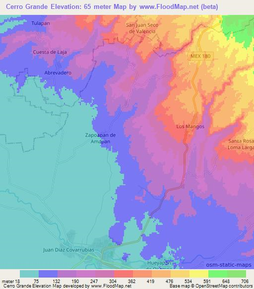 Cerro Grande,Mexico Elevation Map