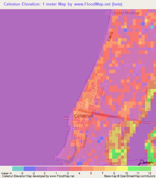 Celestun,Mexico Elevation Map