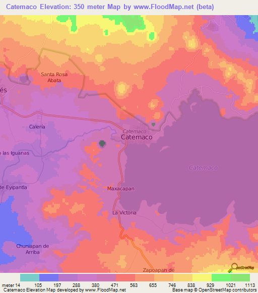 Catemaco,Mexico Elevation Map