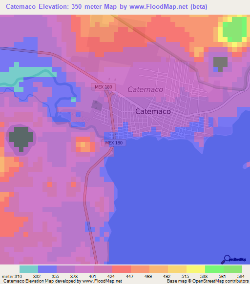 Catemaco,Mexico Elevation Map