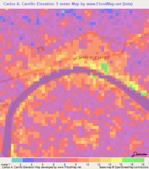 Carlos A. Carrillo,Mexico Elevation Map