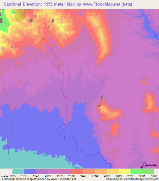 Cardonal,Mexico Elevation Map