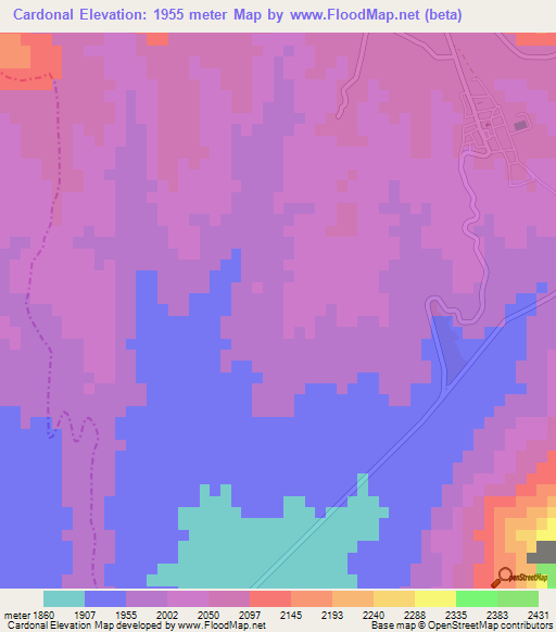 Cardonal,Mexico Elevation Map