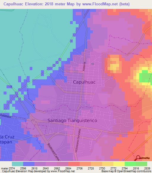 Capulhuac,Mexico Elevation Map