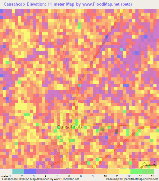 Cansahcab,Mexico Elevation Map