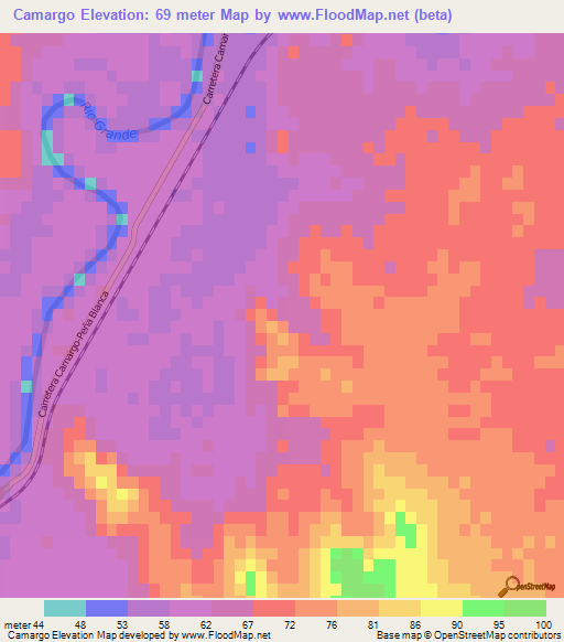 Camargo,Mexico Elevation Map