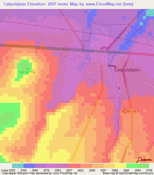 Calpulalpan,Mexico Elevation Map