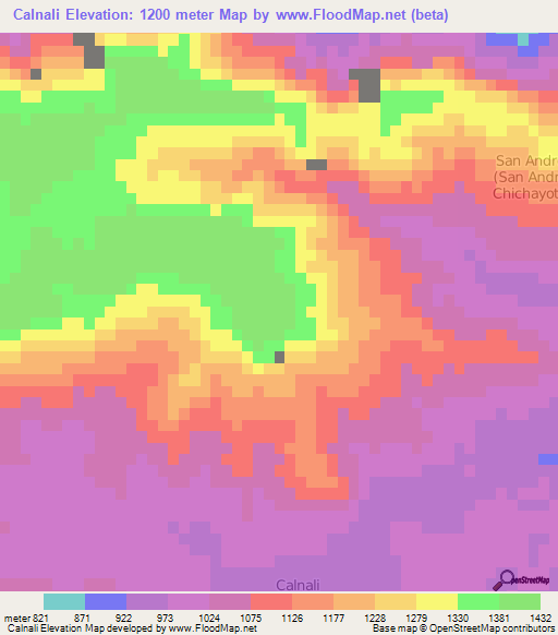 Calnali,Mexico Elevation Map