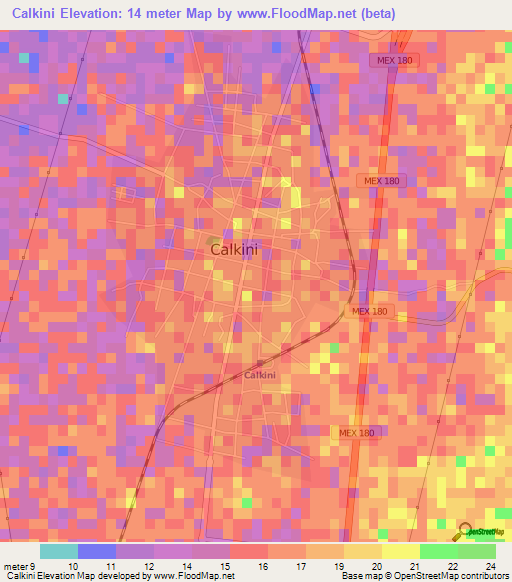 Calkini,Mexico Elevation Map