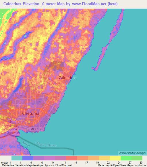 Calderitas,Mexico Elevation Map