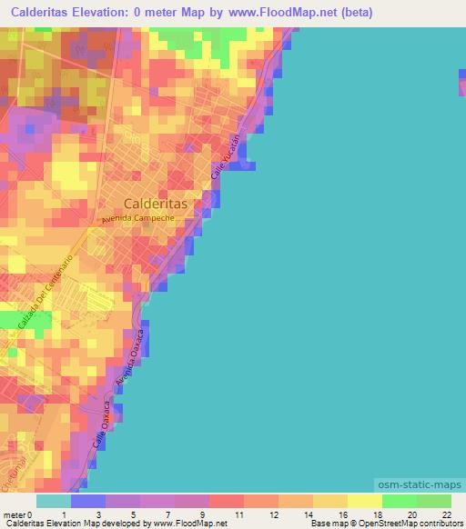 Calderitas,Mexico Elevation Map