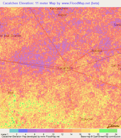 Cacalchen,Mexico Elevation Map