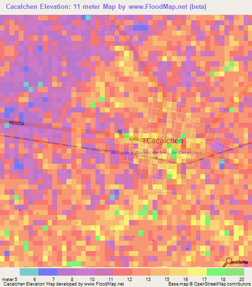 Cacalchen,Mexico Elevation Map