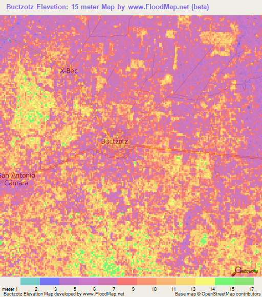 Buctzotz,Mexico Elevation Map