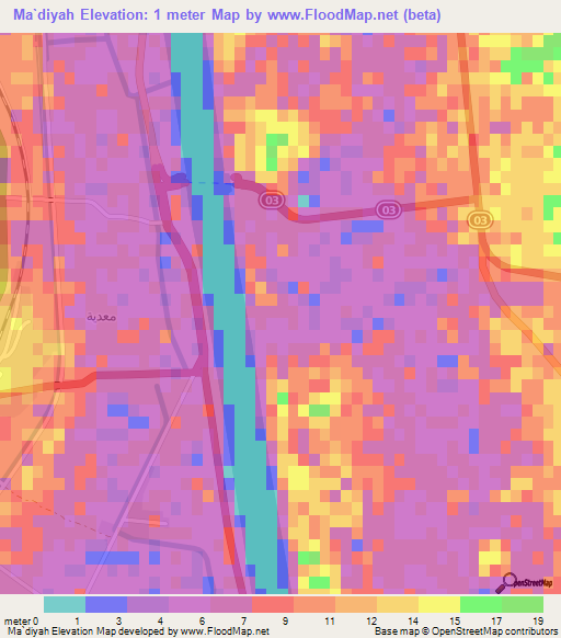 Ma`diyah,Egypt Elevation Map