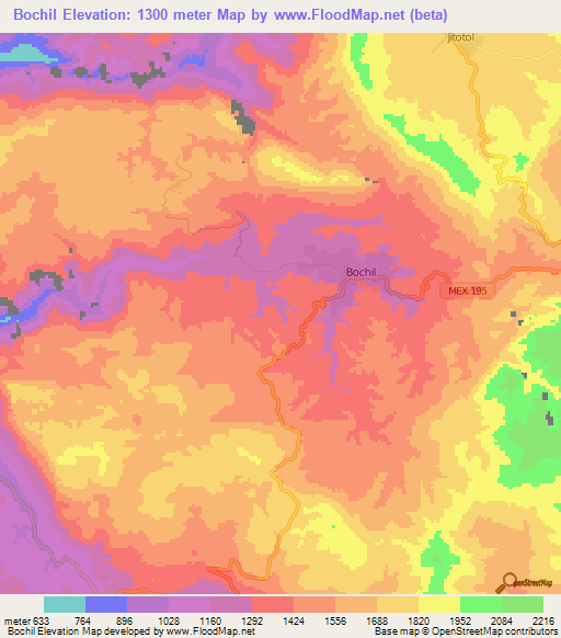 Bochil,Mexico Elevation Map