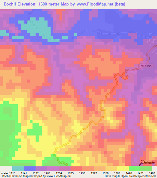 Bochil,Mexico Elevation Map