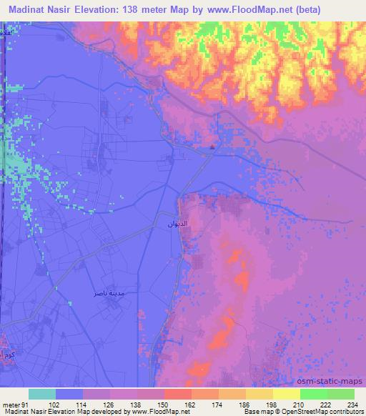 Madinat Nasir,Egypt Elevation Map