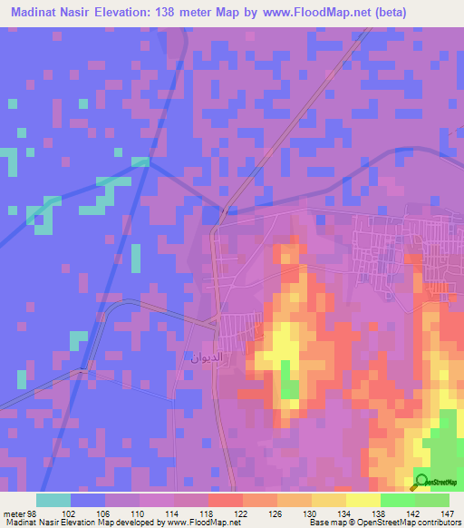 Madinat Nasir,Egypt Elevation Map