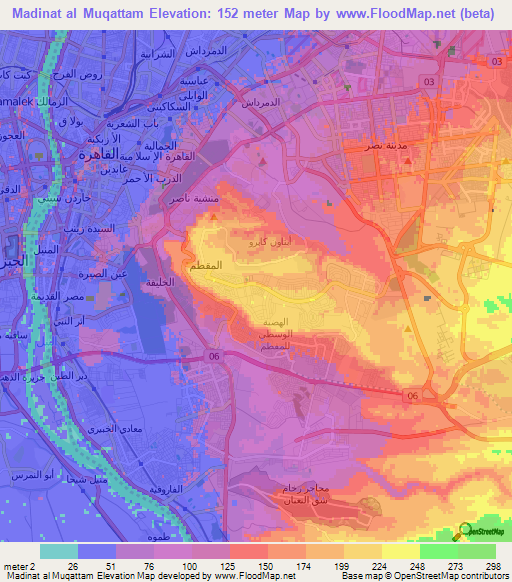 Madinat al Muqattam,Egypt Elevation Map