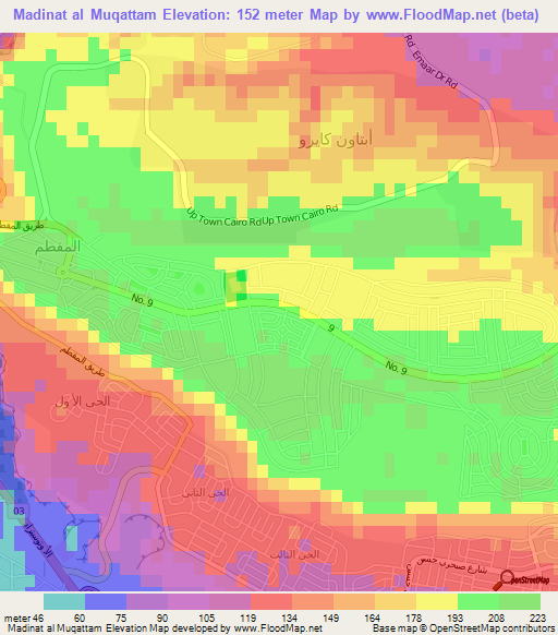 Madinat al Muqattam,Egypt Elevation Map