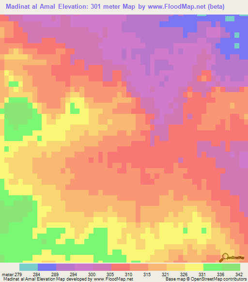 Madinat al Amal,Egypt Elevation Map