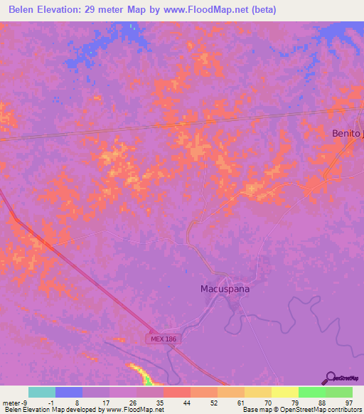 Belen,Mexico Elevation Map