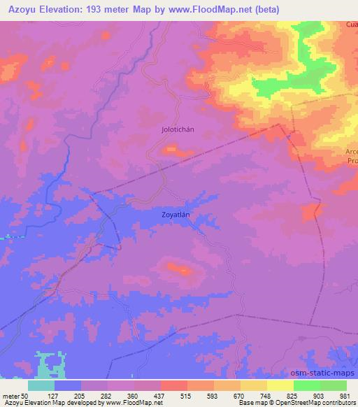 Azoyu,Mexico Elevation Map