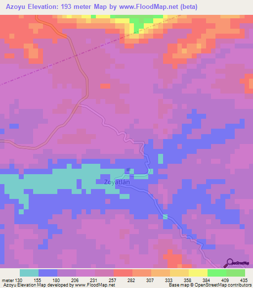 Azoyu,Mexico Elevation Map