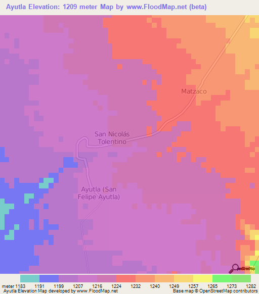 Ayutla,Mexico Elevation Map