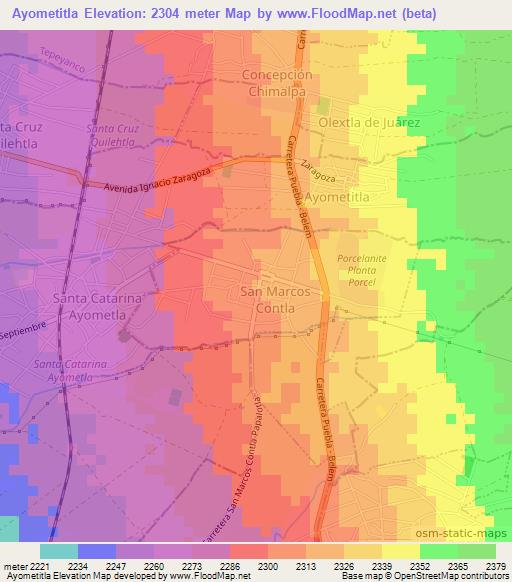 Ayometitla,Mexico Elevation Map