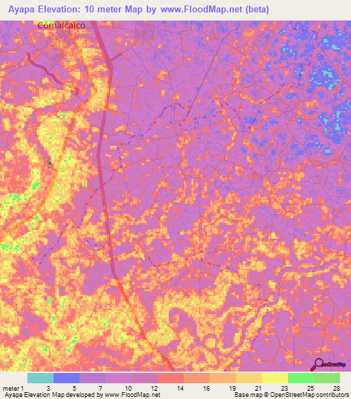 Ayapa,Mexico Elevation Map