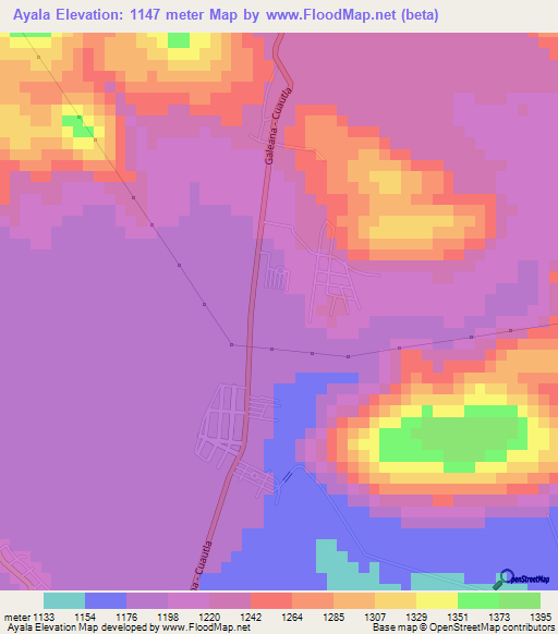 Ayala,Mexico Elevation Map